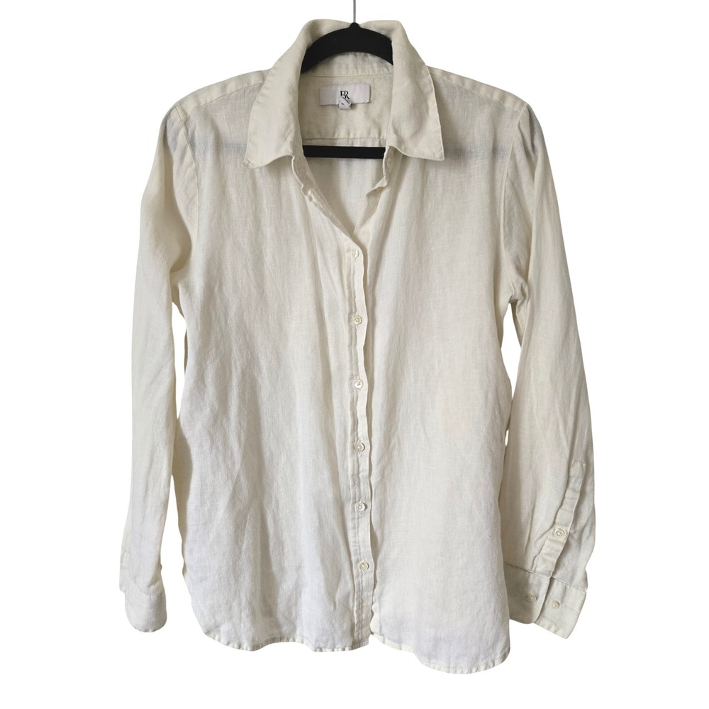 Banana Republic Womens M 100% Linen LS Perfect Shirt Button Dow Pale Yellow